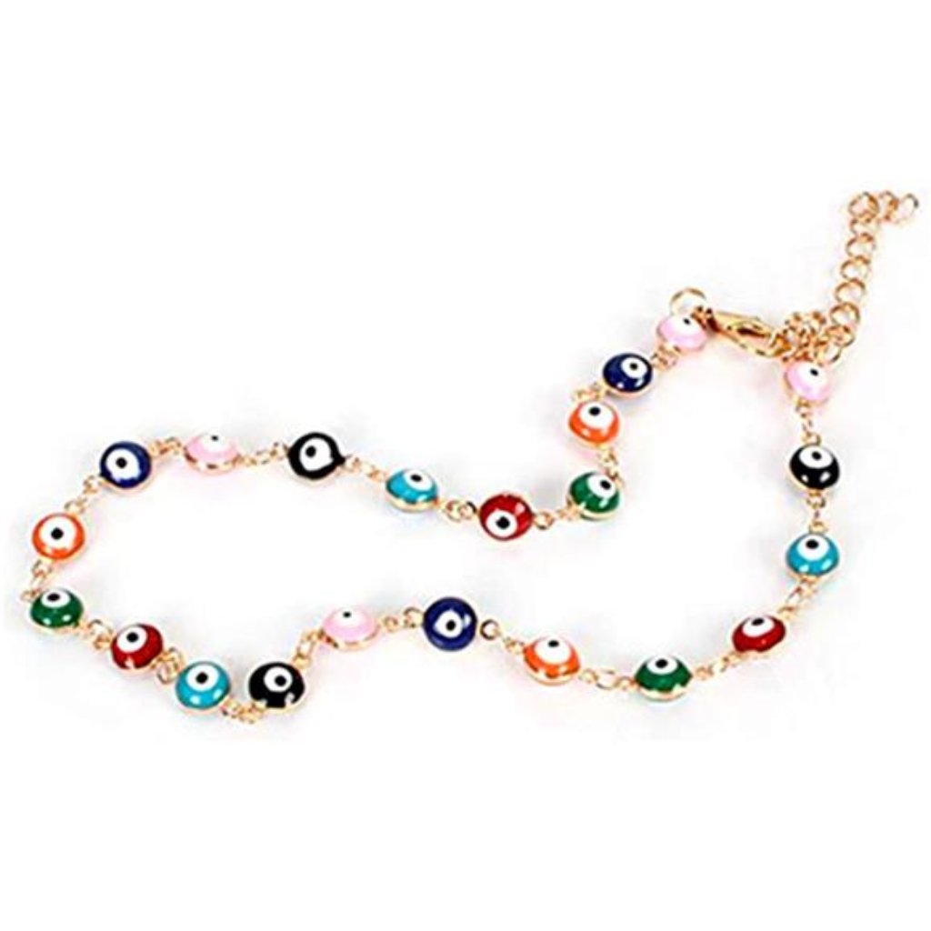 Lucky Evil Eye Beads Anklet Bracelet 14k Gold Silver Plated Link Chain Trendy